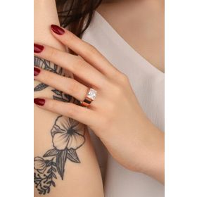 Mistik Silver Kristal Beyaz Taşlı Büyük Dikdörtgen Taşlı Gümüş Yüzük