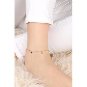 Mistik Silver Lacivert Mineli Yıldız Gümüş Halhal