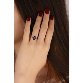 Mistik Silver Lacivert Renk Doğal Taşlı Gümüş Yüzük
