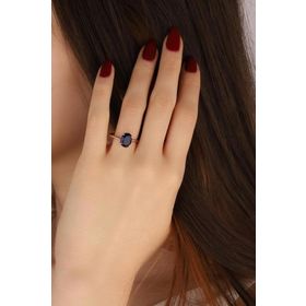 Mistik Silver Lacivert Renk Doğal Taşlı Gümüş Yüzük