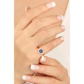Mistik Silver Lacivert Taşlı Gümüş Eklem Yüzük