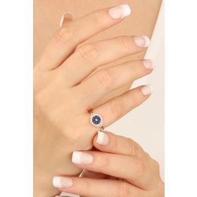 Mistik Silver Lacivert Taşlı Gümüş Eklem Yüzük