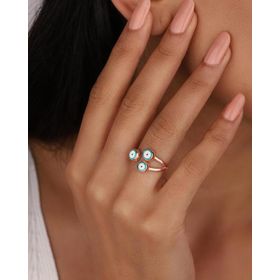 Mistik Silver Mineli 3 Gözlü Gümüş Yüzük