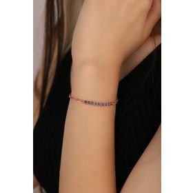 Mistik Silver Mineli Nazar Boncuğu Gümüş Bileklik