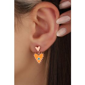 Mistik Silver Mineli Sallantılı Kalp Gümüş Küpe