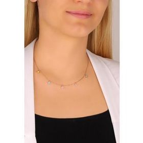 Mistik Silver Mineli Yıldız Sallantılı Gümüş Kolye