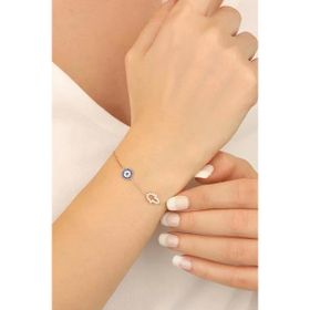 Mistik Silver Nazar Boncuklu Fatmana Gümüş Bileklik