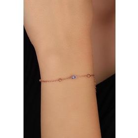 Mistik Silver Nazar Boncuklu Gümüş Zincir Bileklik