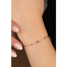 Mistik Silver Nazar Boncuklu Gümüş Zincir Bileklik