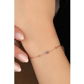 Mistik Silver Nazar Boncuklu Gümüş Zincir Bileklik