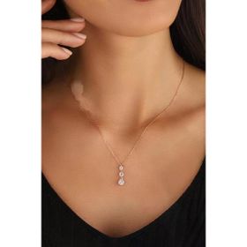 Mistik Silver Ortası Tek Taşlı Sarkık Gümüş Kolye