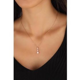 Mistik Silver Ortası Tek Taşlı Sarkık Gümüş Kolye