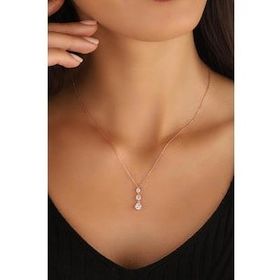 Mistik Silver Ortası Tek Taşlı Sarkık Gümüş Kolye