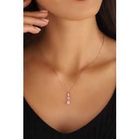 Mistik Silver Ortası Tek Taşlı Sarkık Gümüş Kolye