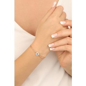 Mistik Silver Ortası Turkuaz Papatya Gümüş Bileklik