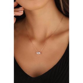 Mistik Silver Oval Tektaş Gümüş Kolye