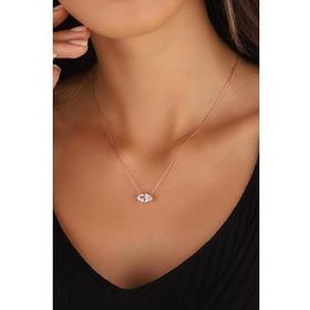 Mistik Silver Oval Tektaş Gümüş Kolye
