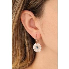 Mistik Silver Oval Turkuaz Taşlı Göz Gümüş Küpe