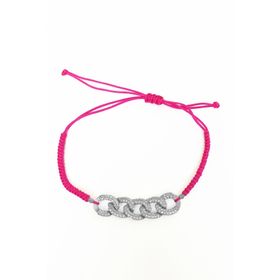 Mistik Silver Pembe İpli Gümüş Gurmet Zincirli Bileklik