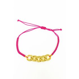 Mistik Silver Pembe İpli Gümüş Gurmet Zincirli Bileklik