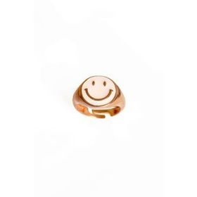 Mistik Silver Pembe Mineli Gülen Emojili Gümüş Yüzük
