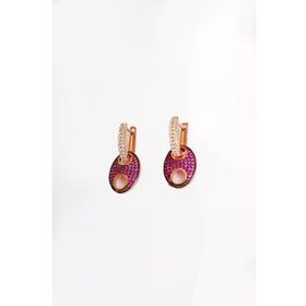 Mistik Silver Pembe Taşlı Düğme Gümüş Küpe