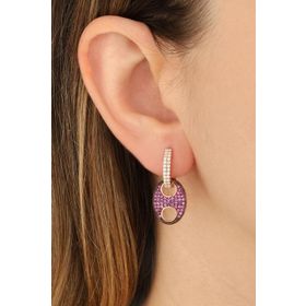 Mistik Silver Pembe Taşlı Düğme Gümüş Küpe