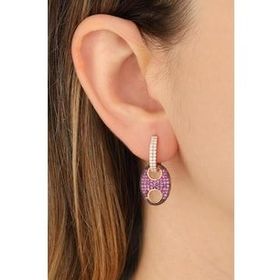 Mistik Silver Pembe Taşlı Düğme Gümüş Küpe