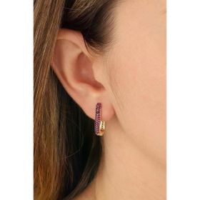 Mistik Silver Pembe Taşlı Geçmeli Gümüş Küpe