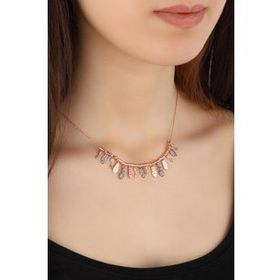 Mistik Silver Pullu Taşlı Sallantılı Çoklu Parçalı Gümüş Kolye