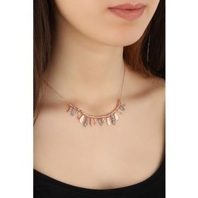 Mistik Silver Pullu Taşlı Sallantılı Çoklu Parçalı Gümüş Kolye