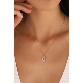 Mistik Silver Rabia İşareti Gümüş Kolye