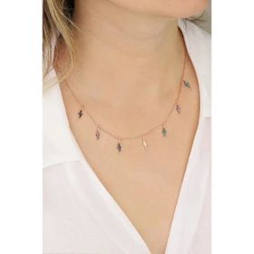 Mistik Silver Renkli Taşlı Çoklu Şimşek Gümüş Kolye