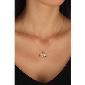 Mistik Silver Renkli Taşlı Gümüş Arı Kolye