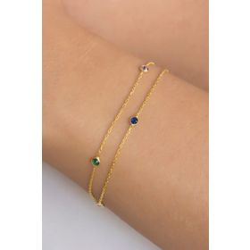 Mistik Silver Renkli Taşlı Gümüş Zincir Bileklik