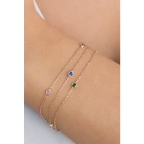 Mistik Silver Renkli Taşlı Gümüş Zincir Bileklik