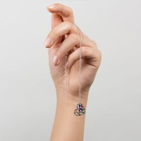 Mistik Silver Renkli Taşlı Kalp Gümüş Kolye