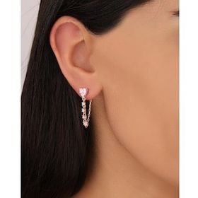 Mistik Silver Renkli Taşlı Kalpli Sallantılı Gümüş Küpe