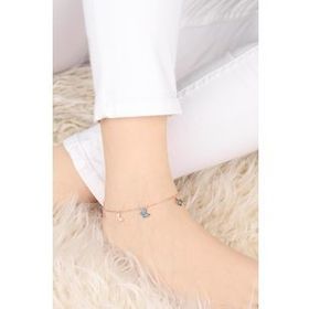 Mistik Silver Renkli Taşlı Kelebekli Gümüş Halhal