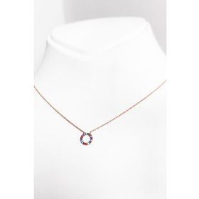 Mistik Silver Renkli Taşlı Minik Halka Gümüş Kolye