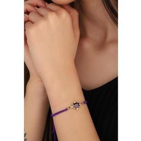 Mistik Silver Renkli Taşlı Mor Renkli İpli Gümüş Bileklik