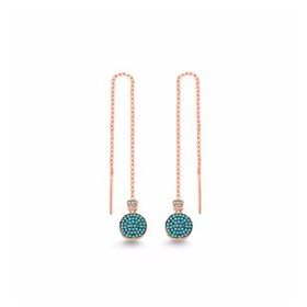Mistik Silver Renkli Taşlı Sallantılı Zincir Gümüş Küpe