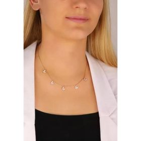 Mistik Silver Sallantılı Beyaz Taşlı 5 Kelebek Gümüş Kolye