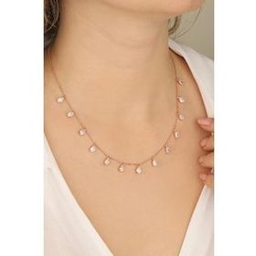 Mistik Silver Sallantılı Damla Taşlı Gümüş Kolye