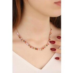 Mistik Silver Sallantılı Renkli Damla Taşlı Gümüş Kolye