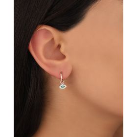 Mistik Silver Sallantılı Renkli Zirkon Taşlı Göz Gümüş Küpe