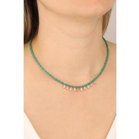 Mistik Silver Sallantılı Tifani Taşlı Gümüş Kolye