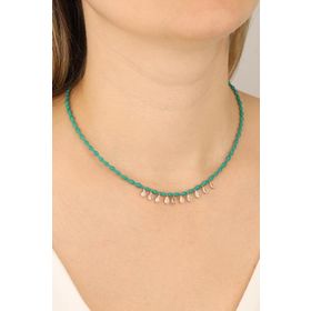 Mistik Silver Sallantılı Tifani Taşlı Gümüş Kolye