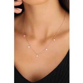 Mistik Silver Sallantılı Yıldızlı Gümüş Zincir Kolye