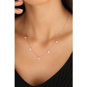 Mistik Silver Sallantılı Yıldızlı Gümüş Zincir Kolye